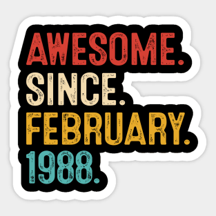 vintage february 1988 birthday Sticker